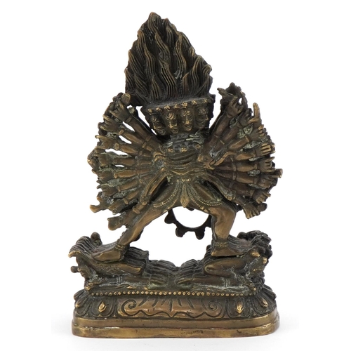 196 - Indian patinated bronze figure of Mahakala, 17.5cm high