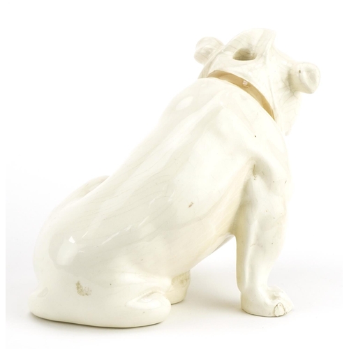 80 - Bols crackle glaze pottery decanter in the form of a Bulldog, 22cm in length