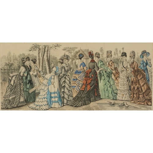 596 - The Young Lady's Journal Monthly Panorama of Fashion, set of four 19th century fashion plates in col... 