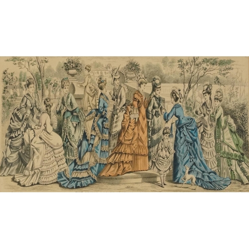 596 - The Young Lady's Journal Monthly Panorama of Fashion, set of four 19th century fashion plates in col... 