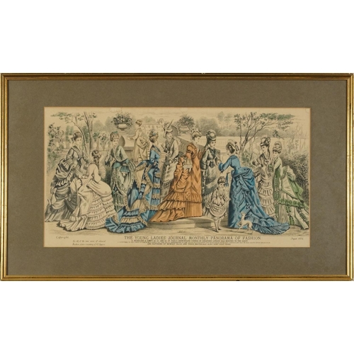 596 - The Young Lady's Journal Monthly Panorama of Fashion, set of four 19th century fashion plates in col... 