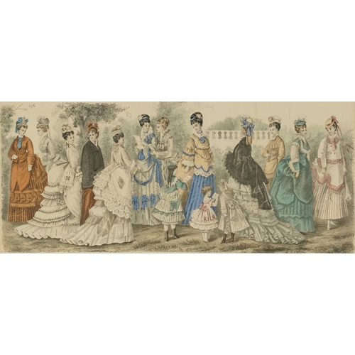 596 - The Young Lady's Journal Monthly Panorama of Fashion, set of four 19th century fashion plates in col... 