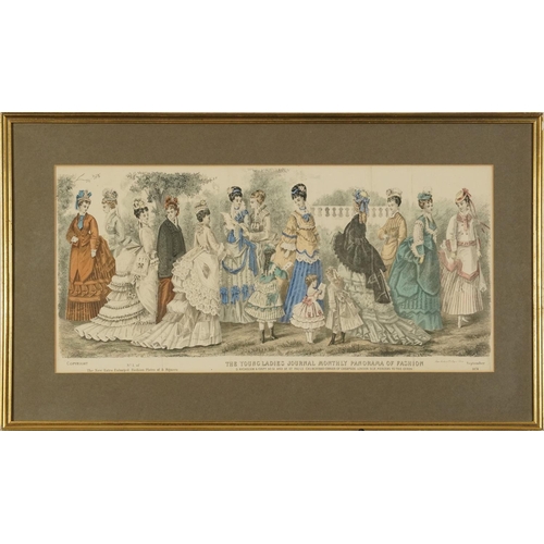 596 - The Young Lady's Journal Monthly Panorama of Fashion, set of four 19th century fashion plates in col... 