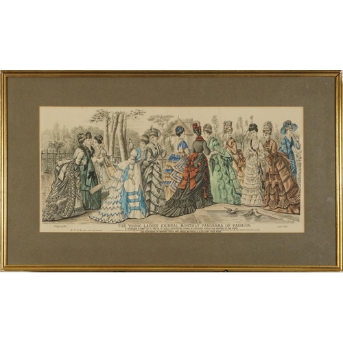 596 - The Young Lady's Journal Monthly Panorama of Fashion, set of four 19th century fashion plates in col... 