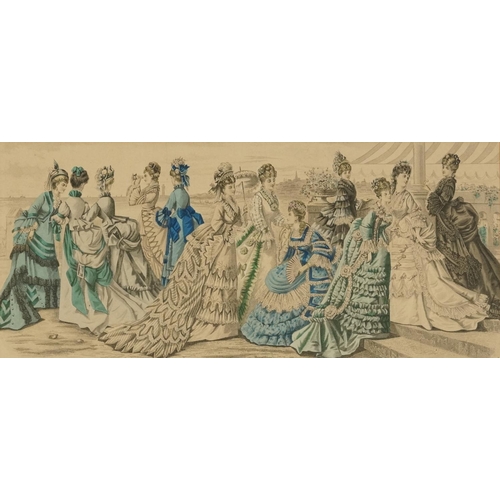 596 - The Young Lady's Journal Monthly Panorama of Fashion, set of four 19th century fashion plates in col... 