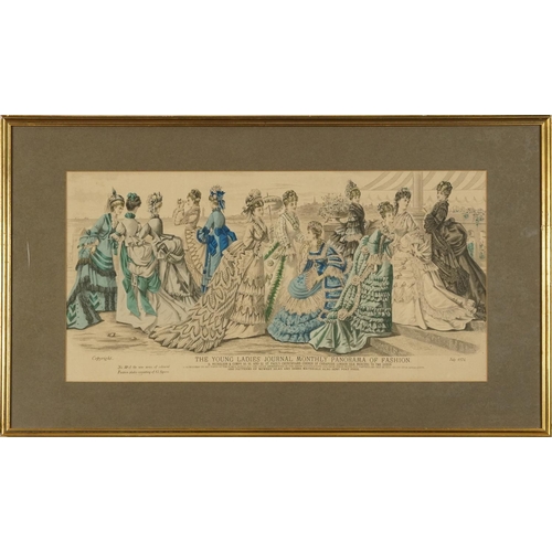 596 - The Young Lady's Journal Monthly Panorama of Fashion, set of four 19th century fashion plates in col... 