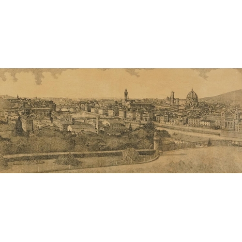 537 - Panoramic view of Florence with cathedral, pencil signed print, limited edition 17/100, indistinctly... 