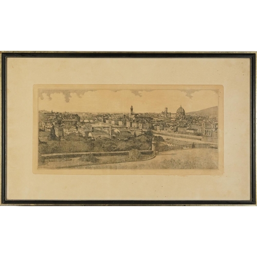 537 - Panoramic view of Florence with cathedral, pencil signed print, limited edition 17/100, indistinctly... 