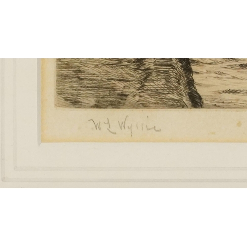57 - William Lionel Wyllie - Ships and Barges on The River Tyne, pencil signed etching, mounted, framed a... 