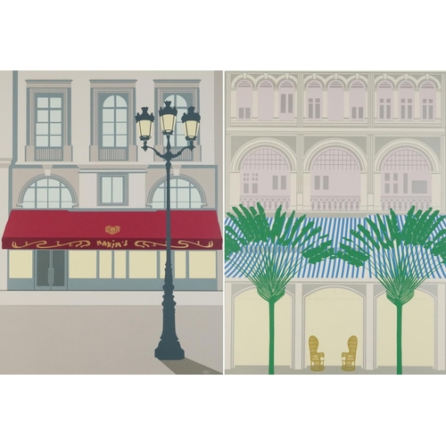 495 - Two Pop Art style prints comprising Paris and Raffles Singapore, one published by King Publishing, N... 