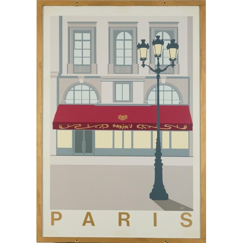 495 - Two Pop Art style prints comprising Paris and Raffles Singapore, one published by King Publishing, N... 