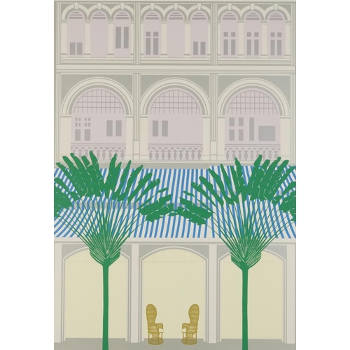 495 - Two Pop Art style prints comprising Paris and Raffles Singapore, one published by King Publishing, N... 