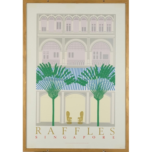 495 - Two Pop Art style prints comprising Paris and Raffles Singapore, one published by King Publishing, N... 