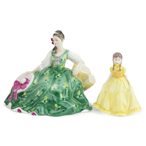 460 - Five Royal Doulton figurines including two Classique examples raised on circular bases