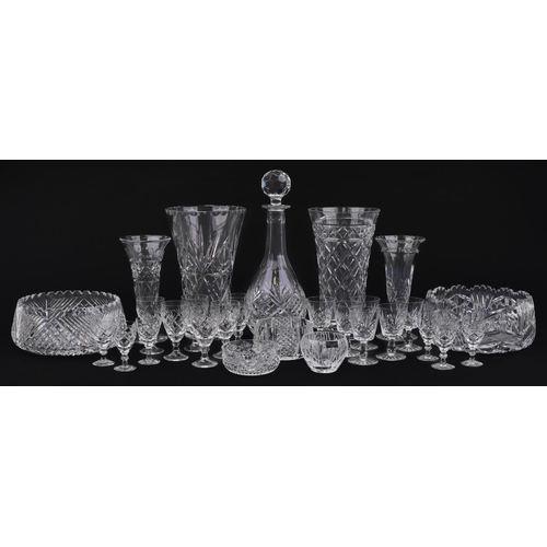 618 - Collection of cut crystal and glassware including Webb Corbet and Stuart, the largest 32.5cm high