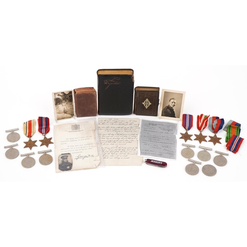 1507 - Collection of British military World War II medals and three prayer books