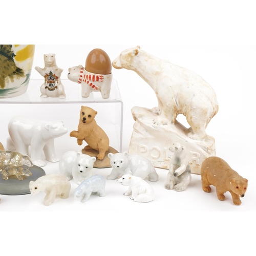 459 - Collection of Art Deco and later polar bear figures and an ice pail, the largest 21cm high