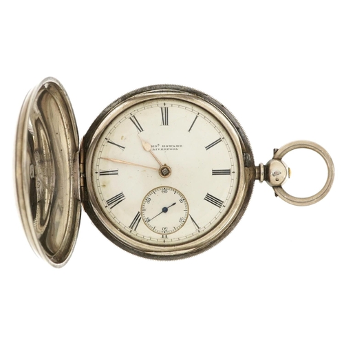 2365 - Thomas Howard, gentlemen's Victorian silver full hunter pocket watch with enamelled dial, the fusee ... 