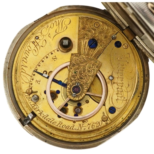 2365 - Thomas Howard, gentlemen's Victorian silver full hunter pocket watch with enamelled dial, the fusee ... 