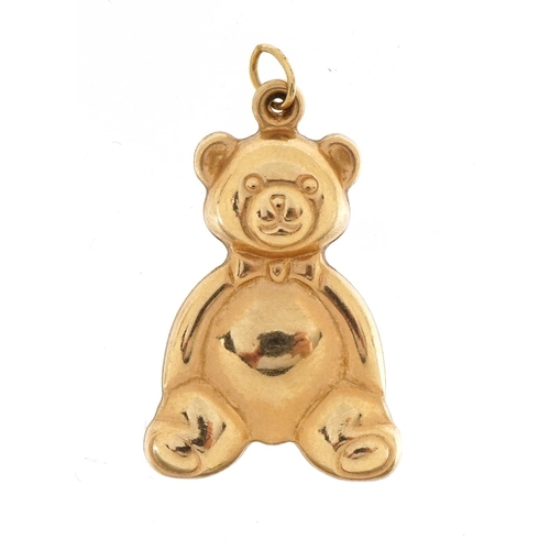 2087 - Large unmarked gold teddy bear charm, 2.7cm high, 1.9g