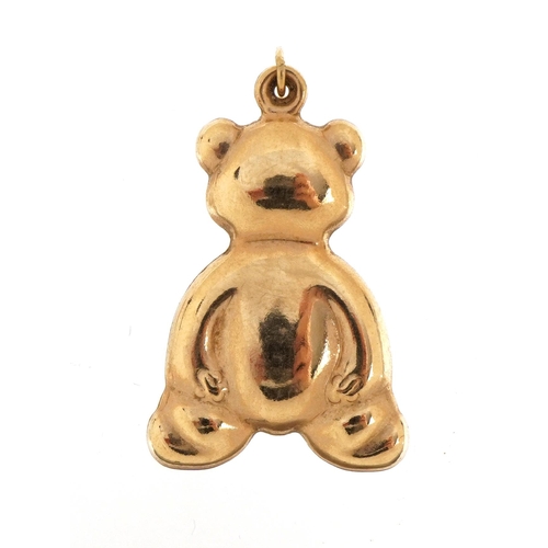 2087 - Large unmarked gold teddy bear charm, 2.7cm high, 1.9g