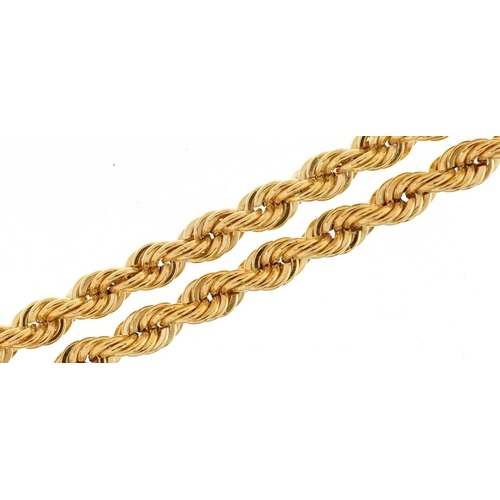 2206 - 9ct gold rope twist necklace, 50.5cm in length, 2.2g