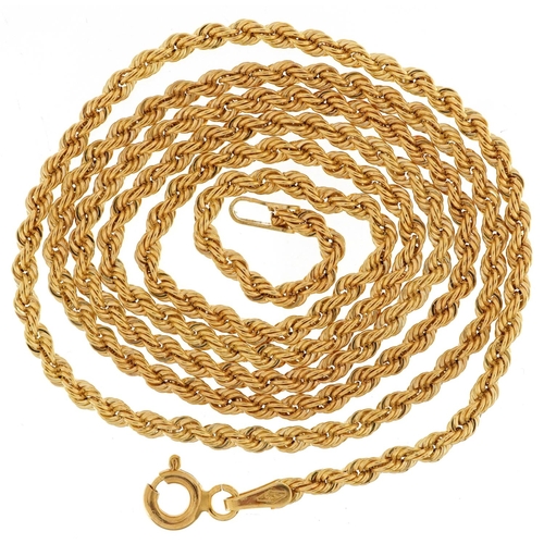 2206 - 9ct gold rope twist necklace, 50.5cm in length, 2.2g