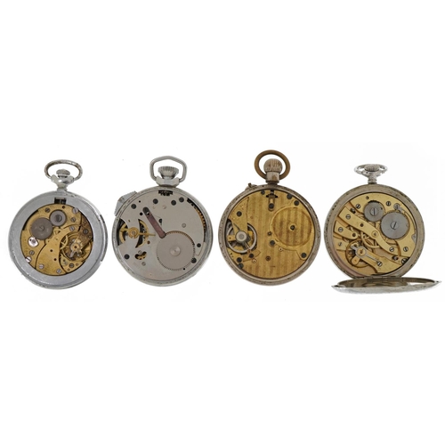 2373 - Three vintage and later pocket watches and an Ingersoll Triumph stopwatch