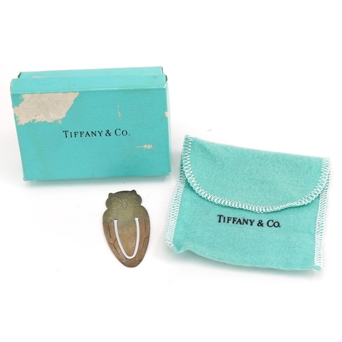 2183 - Tiffany & Co silver owl money clip with box, 5cm high, 5.3g