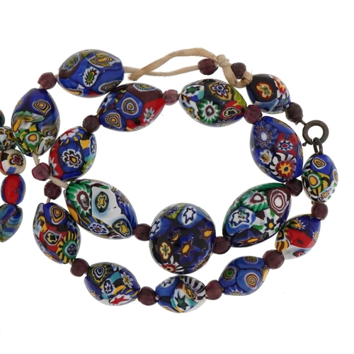 2204 - Two Venetian millefiori glass bead necklaces