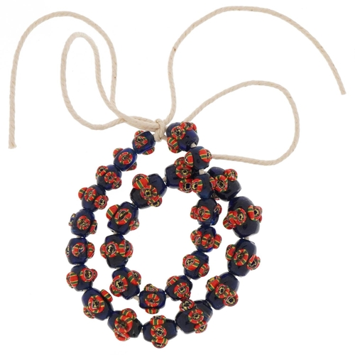 2051 - Venetian millefiori glass bead graduated choker necklace