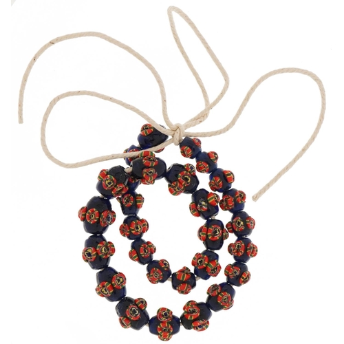 2051 - Venetian millefiori glass bead graduated choker necklace