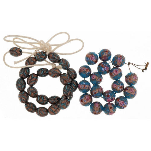 2269 - Two Venetian millefiori glass bead necklaces