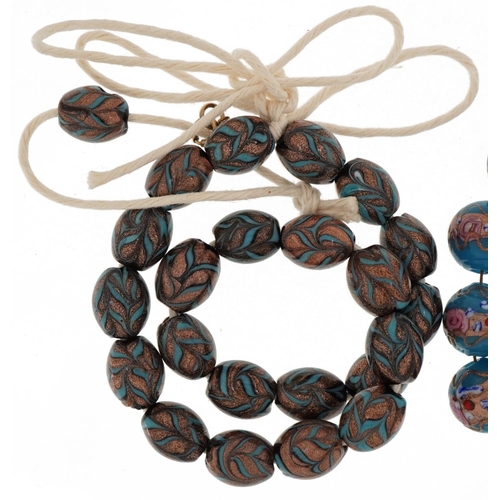 2269 - Two Venetian millefiori glass bead necklaces