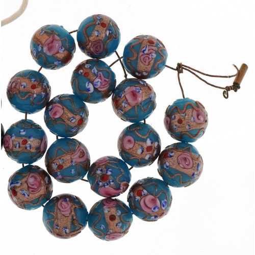 2269 - Two Venetian millefiori glass bead necklaces