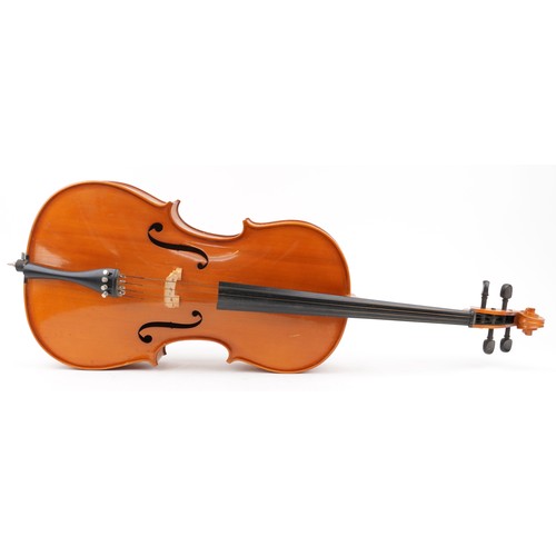 419 - Andreas Zeller for Stentor Music Co, 4/4 full sized cello with protective case, the back 30.5 inches... 