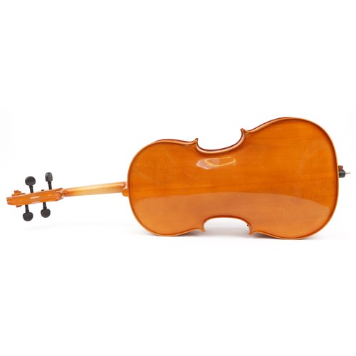 419 - Andreas Zeller for Stentor Music Co, 4/4 full sized cello with protective case, the back 30.5 inches... 