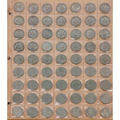 1592 - Victorian and later British coinage, some silver, arranged in an album including thrupenny bits, six... 