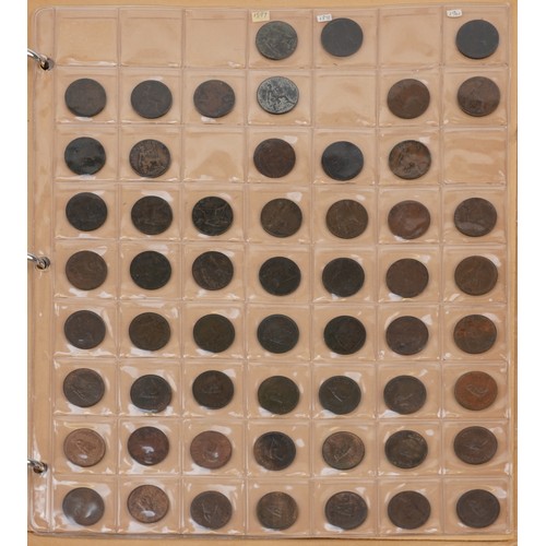 1593 - Charles II and later British coinage arranged in an album including farthings and pennies