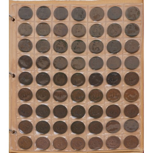 1593 - Charles II and later British coinage arranged in an album including farthings and pennies