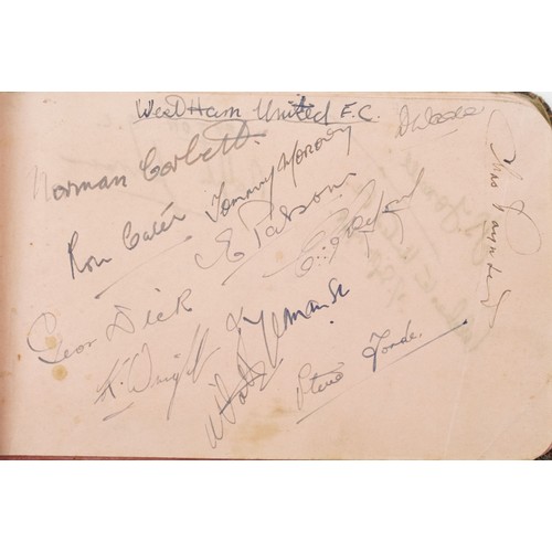 1605 - Autographs and annotations arranged in an album including West Ham United, Leighton FC and Brighton ... 