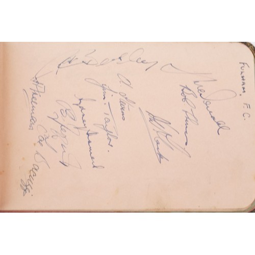 1605 - Autographs and annotations arranged in an album including West Ham United, Leighton FC and Brighton ... 