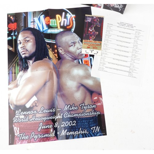 1624 - Lennox Lewis and Mike Tyson boxing programme with ticket dated 8th June 2002