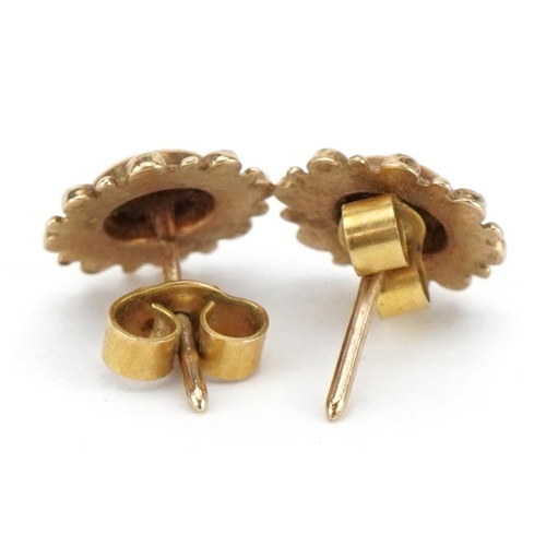 2230 - Pair of Victorian unmarked gold aesthetic diamond stud earrings, 1.0cm in diameter, 1.4g