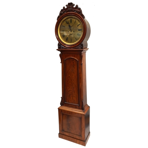 1003 - Scottish mahogany longcase clock with brass dial inscribed Grant, Stirling with Roman numerals, 208c... 