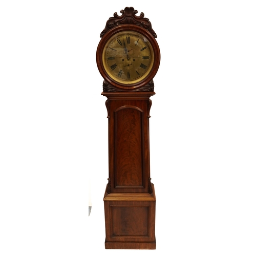 1003 - Scottish mahogany longcase clock with brass dial inscribed Grant, Stirling with Roman numerals, 208c... 