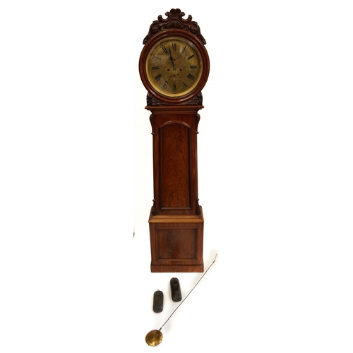 1003 - Scottish mahogany longcase clock with brass dial inscribed Grant, Stirling with Roman numerals, 208c... 