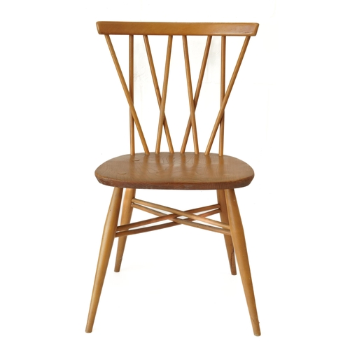 1030 - Ercol light elm candlestick chair, 79cm high