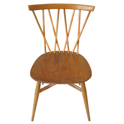 1030 - Ercol light elm candlestick chair, 79cm high