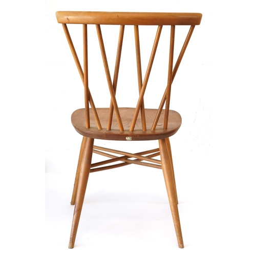 1030 - Ercol light elm candlestick chair, 79cm high